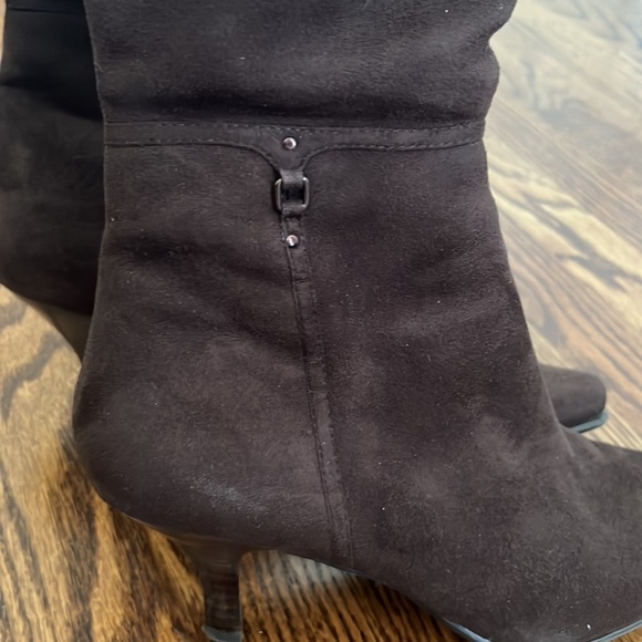 Brown faux, suede side zip boots - Picture 4 of 8